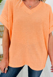 Waffle V Neck Top