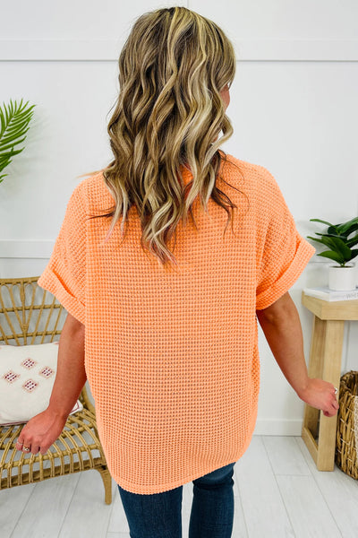 Waffle V Neck Top