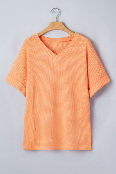 Waffle V Neck Top