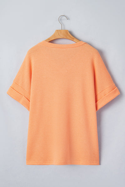 Waffle V Neck Top