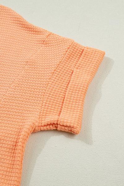 Waffle V Neck Top