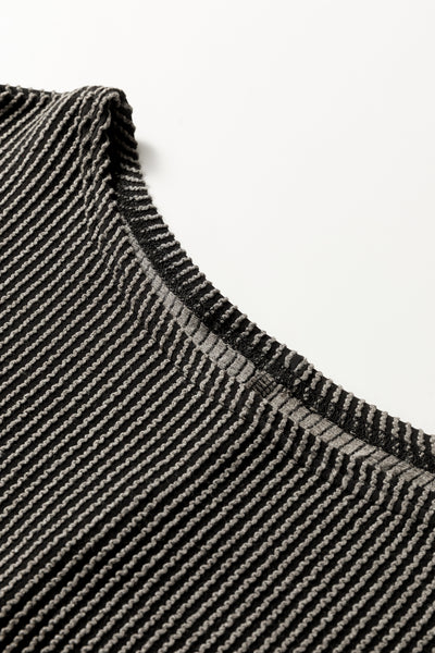 Carbon  Ribbed Dolman Top