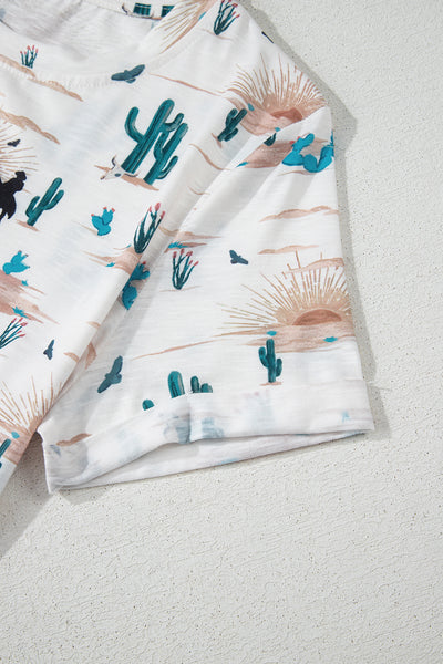 Western Cactus Print Top