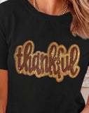 Black Sequined Thankful Tee