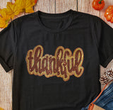 Black Sequined Thankful Tee