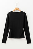 Black  Long Sleeve Fitted Top