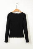 Lace Lettuce Edge Ribbed Top