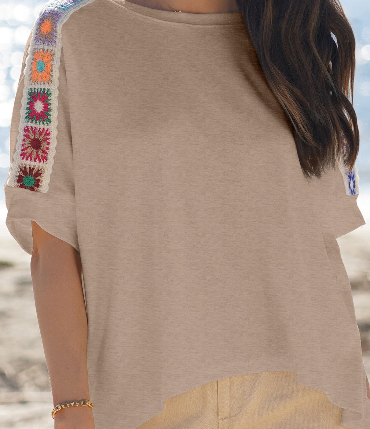 Granny Square Crochet Detail T Shirt