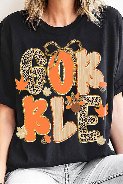 GOBBLE Leopard Turkey Bow T Shirt