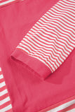 Pink Stripe Color Block Patchwork Tunic Top