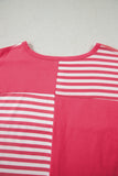 Pink Stripe Color Block Patchwork Tunic Top
