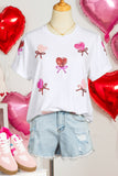Sequin Bow Heart Valentines Day Tee