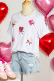Sequin Bow Heart Valentines Day Tee