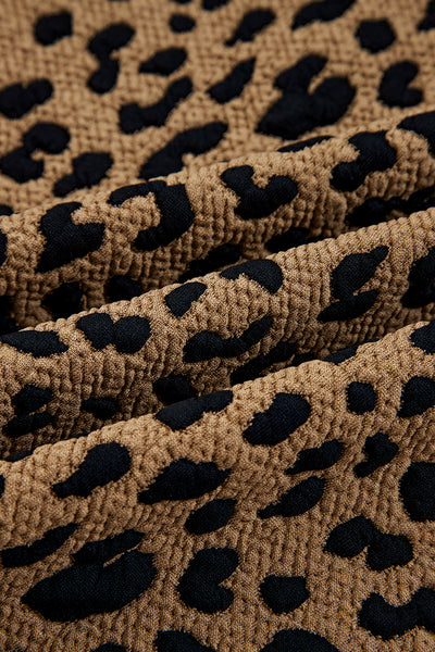 Brown Leopard Print Quarter Zip Sweatshirt