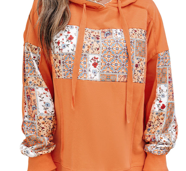 Flamingo Floral Patchwork Hoodie