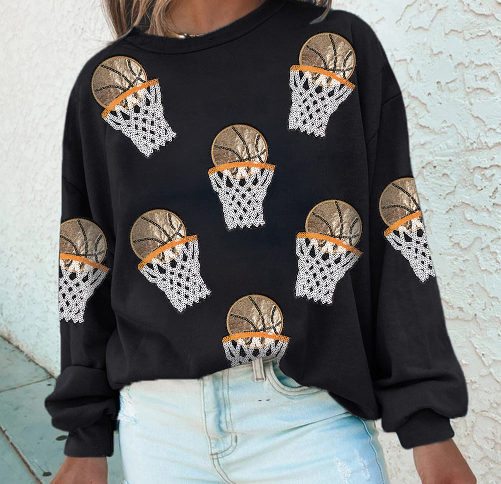 Basketball Patched Graphic Sweatshirt