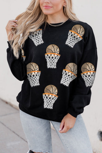 Basketball Patched Graphic Sweatshirt
