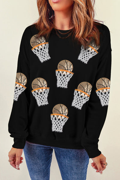 Basketball Patched Graphic Sweatshirt