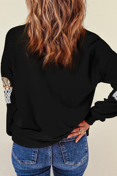 Basketball Patched Graphic Sweatshirt