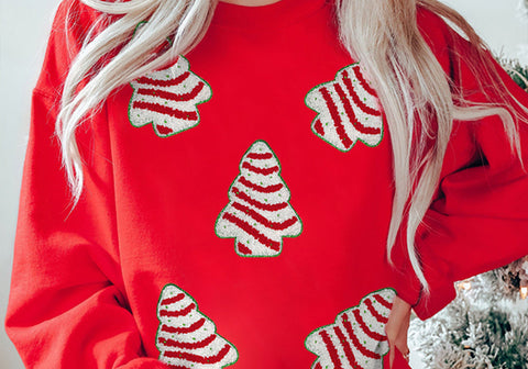 Christmas Tree Patched Sweatshirt
