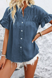 Ruffle Ruched Buttoned Shirt