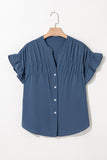 Ruffle Ruched Buttoned Shirt