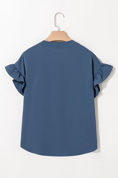 Ruffle Ruched Buttoned Shirt
