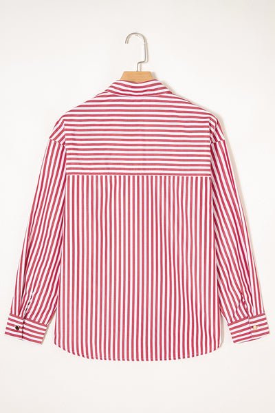 Stripe Patched Pocket Loose Shirt