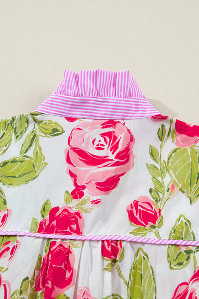 Flower Print Frilled Collar