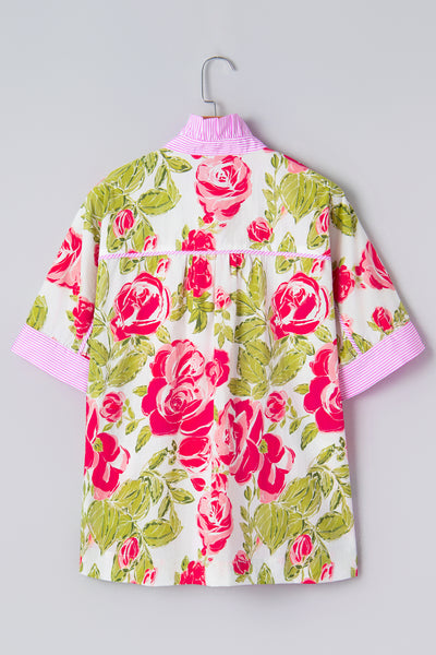 Flower Print Frilled Collar