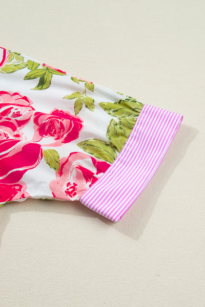 Flower Print Frilled Collar