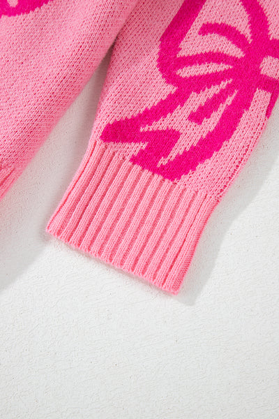 Pink Bow Loose Sweater