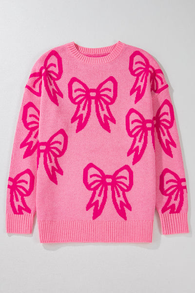 Pink Bow Loose Sweater