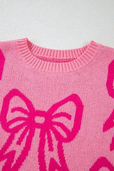 Pink Bow Loose Sweater