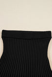 Black Puff Sleeve Sweater Pleated Mini Skirt 2pcs Outfit