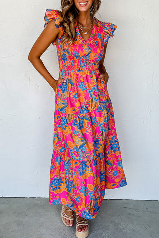 Boho Floral Tiered Long Dress