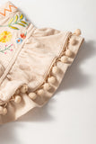 Linen Embroidery Flowy Short Dress