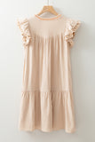 Linen Embroidery Flowy Short Dress