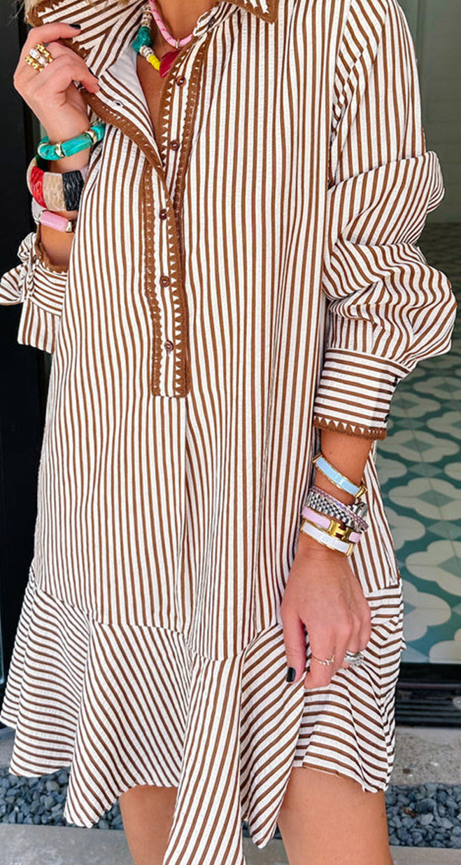 Khaki Stripe Mini Dress