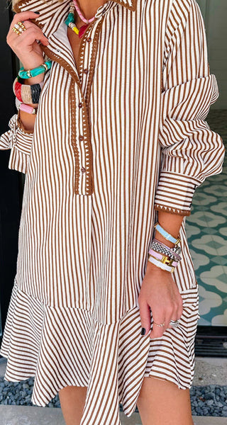 Khaki Stripe Mini Dress