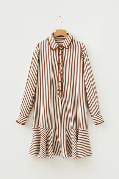 Khaki Stripe Mini Dress