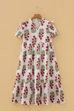 Floral Print 3/4 Sleeve Loose Mini Dress