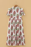Floral Print 3/4 Sleeve Loose Mini Dress