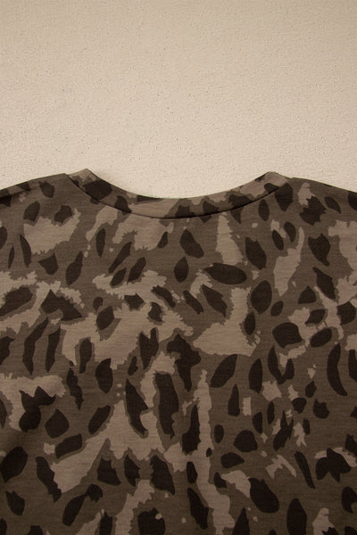 Leopard Patchwork Pullover Loose Pant Set