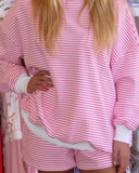 Pink Oversize  Sweatshirt and Shorts Set