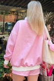 Pink Oversize  Sweatshirt and Shorts Set
