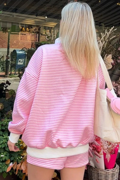 Pink Oversize  Sweatshirt and Shorts Set