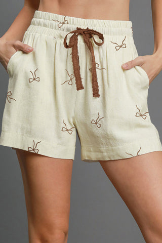 Bow Print Casual Shorts
