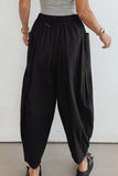 Elastic Waist Barrel Leg Casual Pants