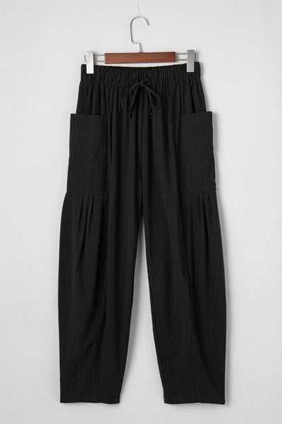 Elastic Waist Barrel Leg Casual Pants